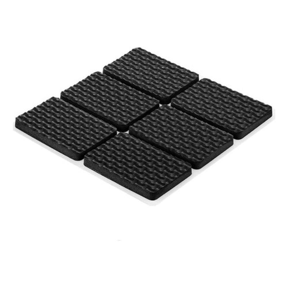 Protetor de Móveis Borracha 12 Pçs 40mm Retangular C/ Fita Adesiva - Preto