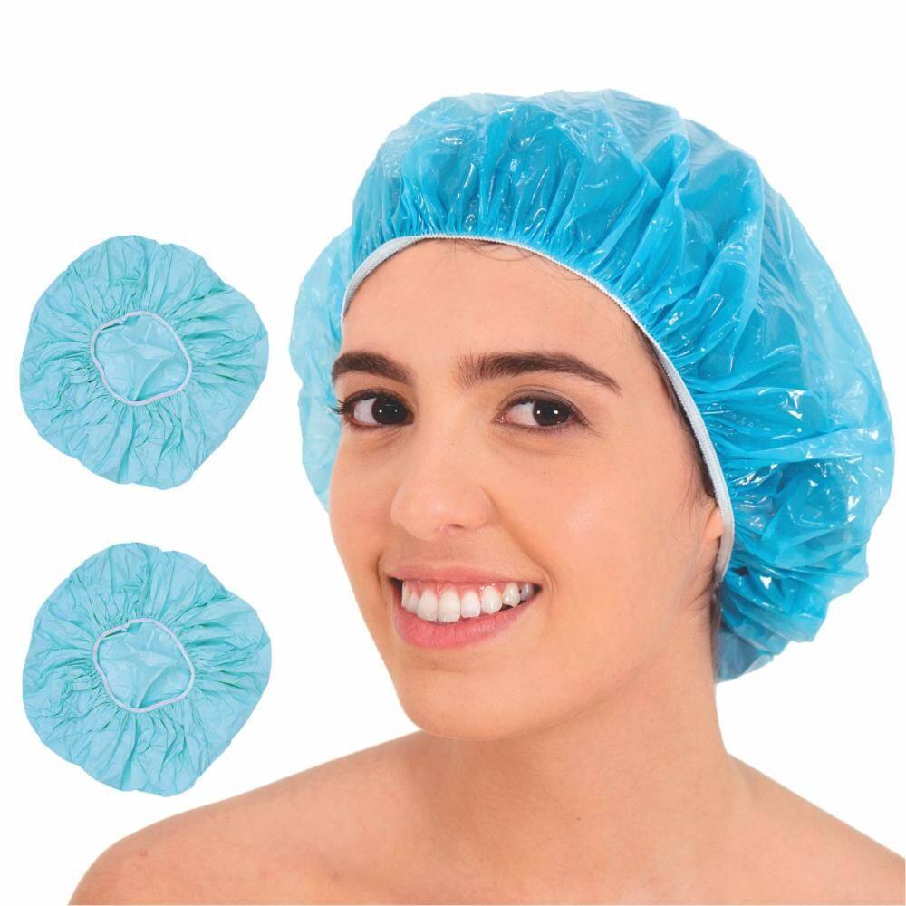 Kit 2 Toucas Para Banho Plástico Impermeável Reutilizável