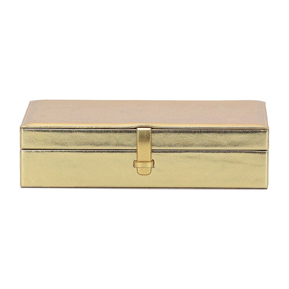 Caixa Decorativa em MDF com Revestimento em PU Dourado 29cm 19531 Mart