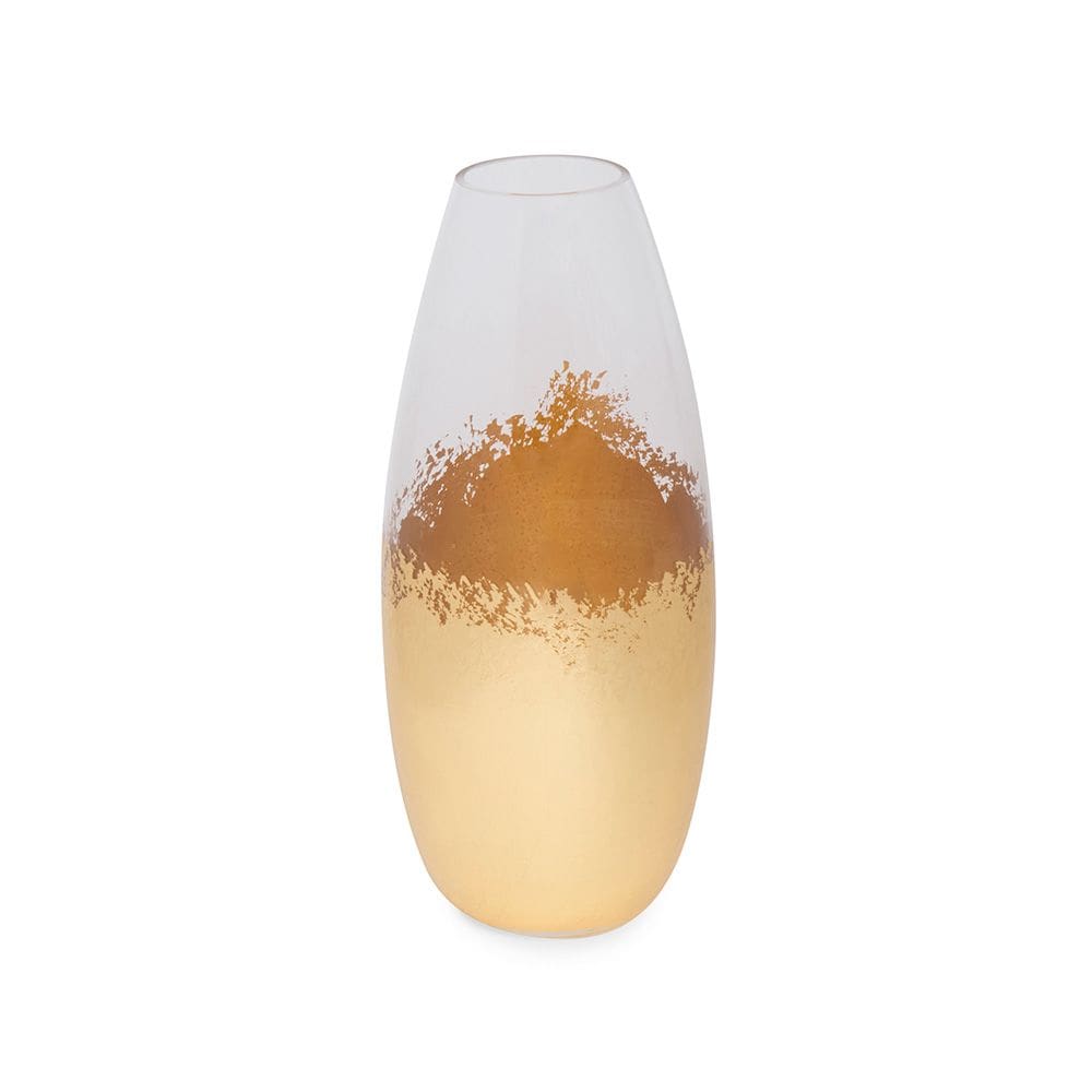 Vaso Decorativo em Vidro com Detalhe Dourado 27cm 22068 Mart