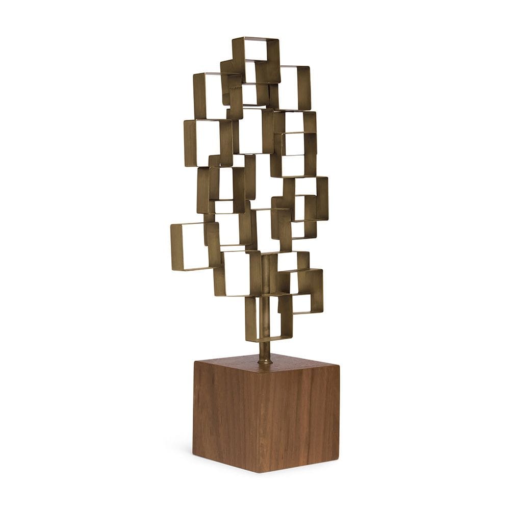 Escultura Decorativa Abstrata em Metal Bronze 48cm 21288 Mart