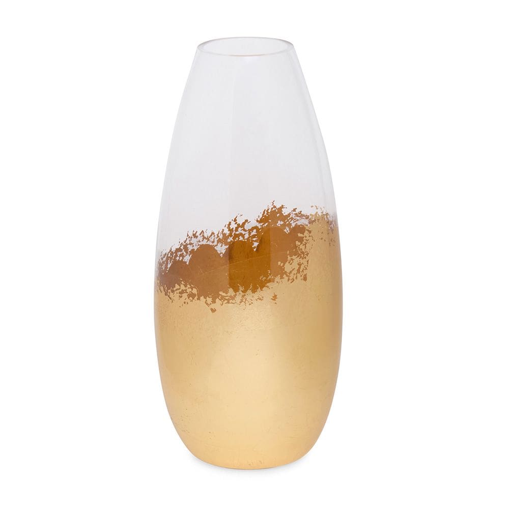 Vaso Decorativo em Vidro com Detalhe Dourado 33cm 22069 Mart