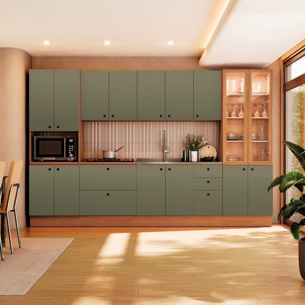 Cozinha Modulada Pixel Kappesberg 100% Mdp Canela-verde Frevo 340cm
