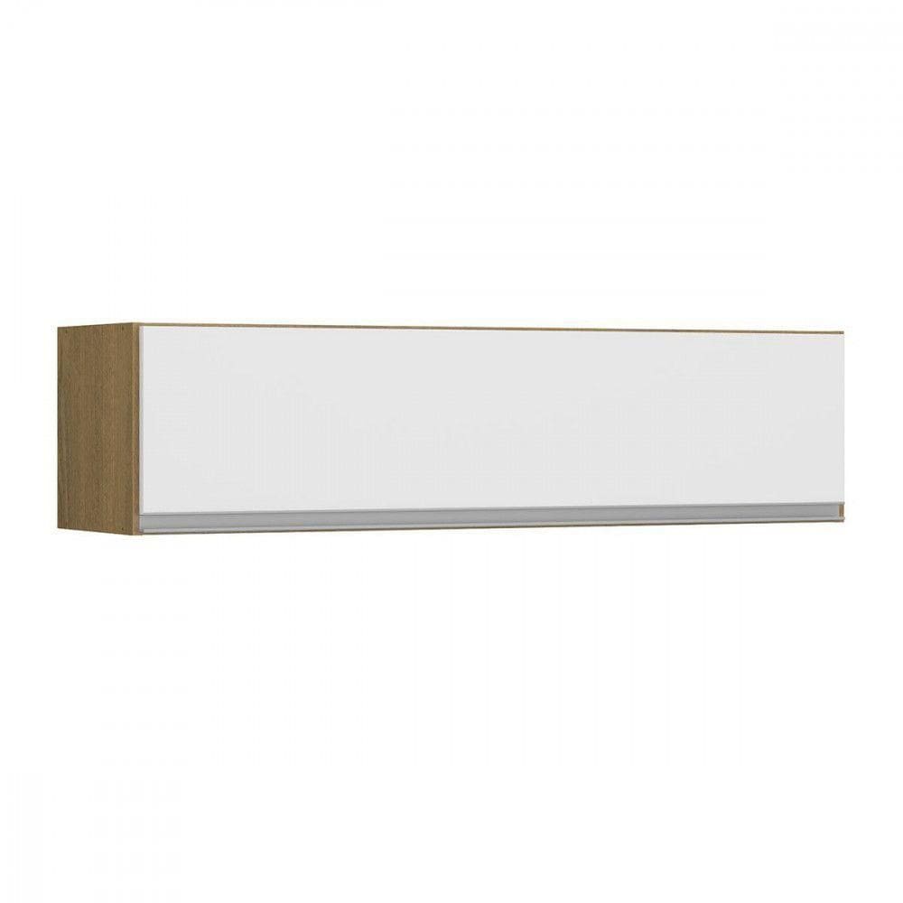 Armário Aéreo Porta Basculante 120x30 Cm Mdp Menu Móveis Avelã Branco