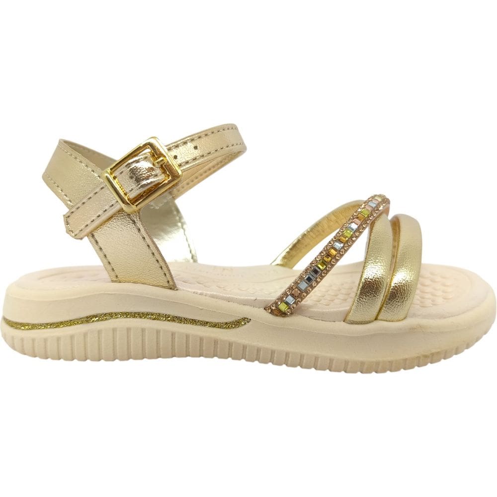 Sandália Infantil Menina Casual Dia a Dia  Passeio Escola Anatômica Com Pedraria e Strass  Kidy 191-1072