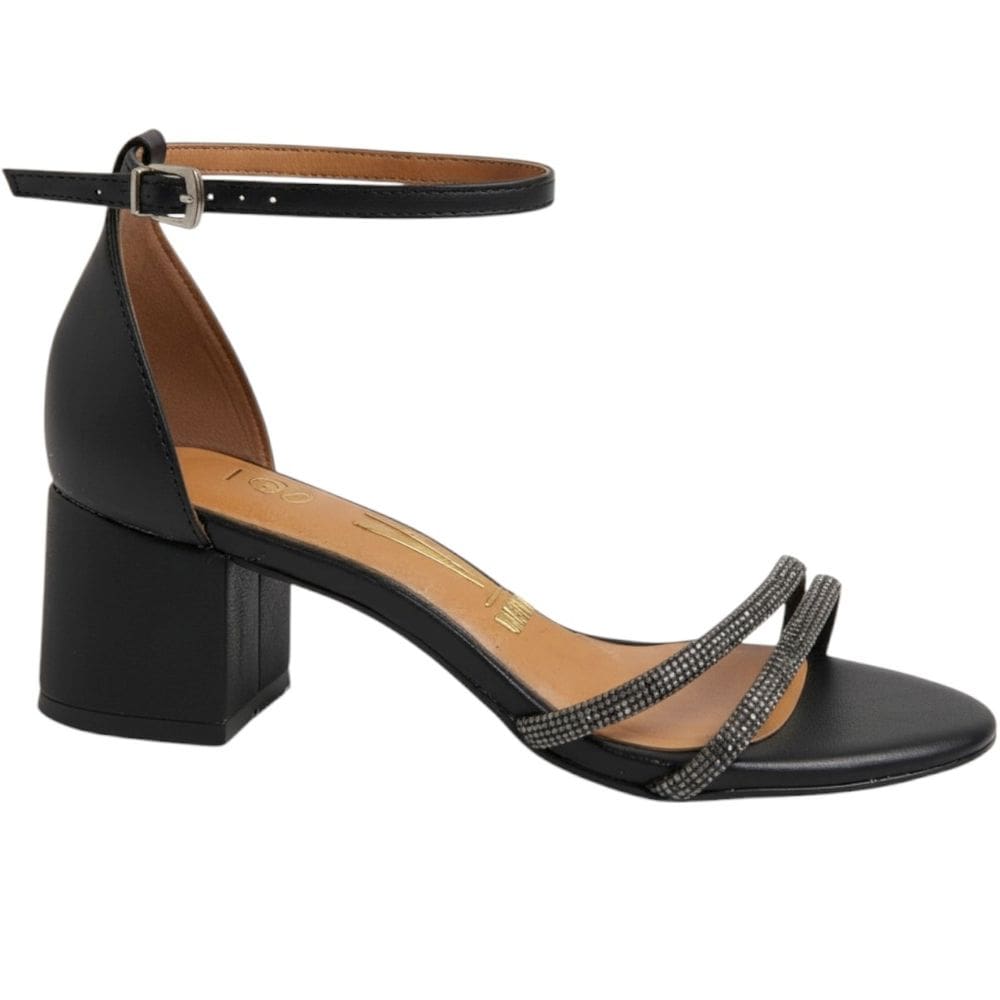 Sandália Feminina Casual Social Básica Dia a Dia Passeio Festa com Strass Traseiro Fechado Salto Médio Conforto Vizzano 6291.1715