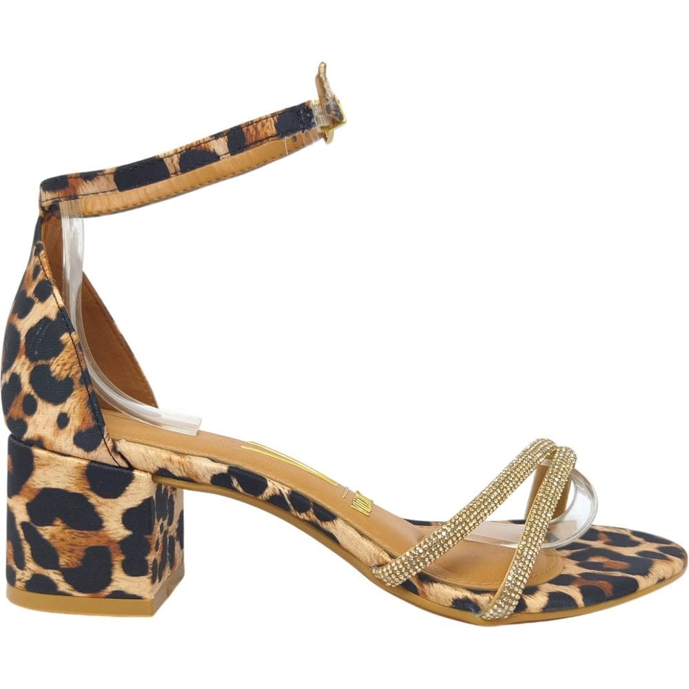 Sandalia Feminina Casual Dia a Dia Passeio Trabalho Festa Com Strass Salto Médio Conforto Vizzano 6291.1815