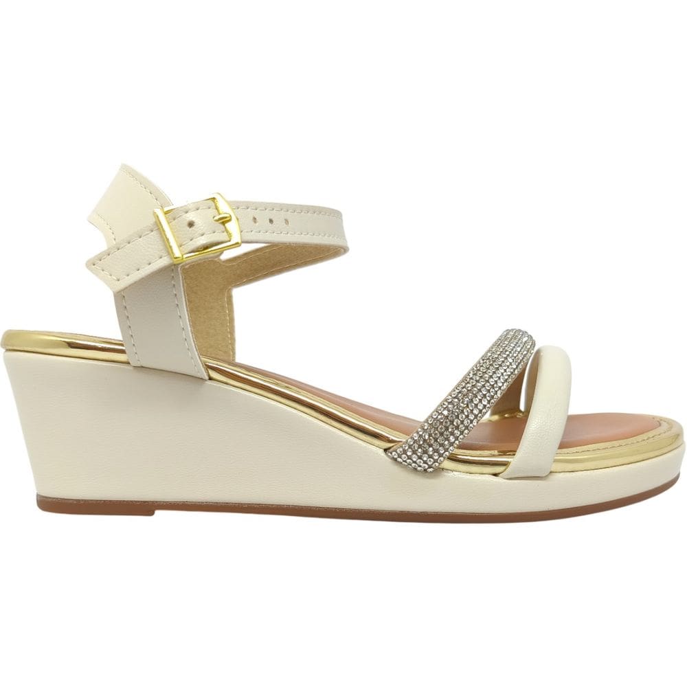 Sandália Feminina Anabela Casual Dia a Dia Passeio Trabalho Festa Com Strass Moleca 5512.309