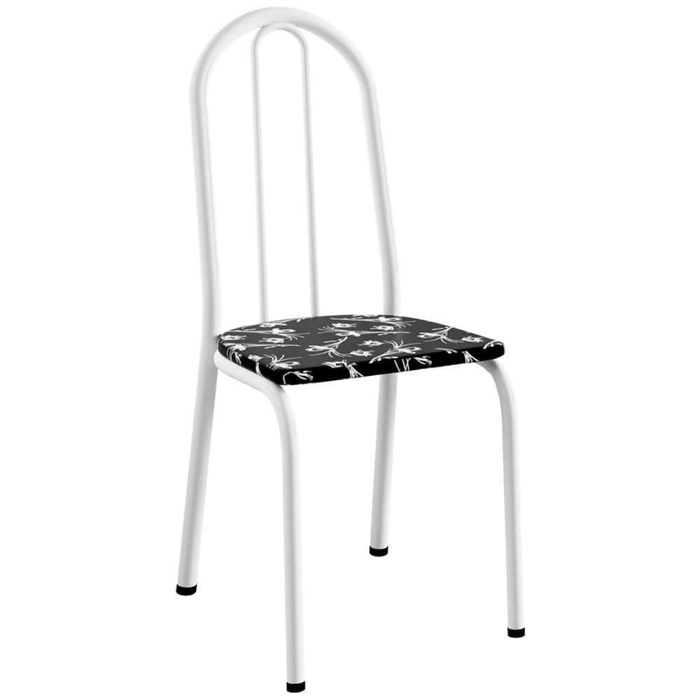 Cadeira Tubular America 050 Branco Assento Preto Flor Artef Preto Flor