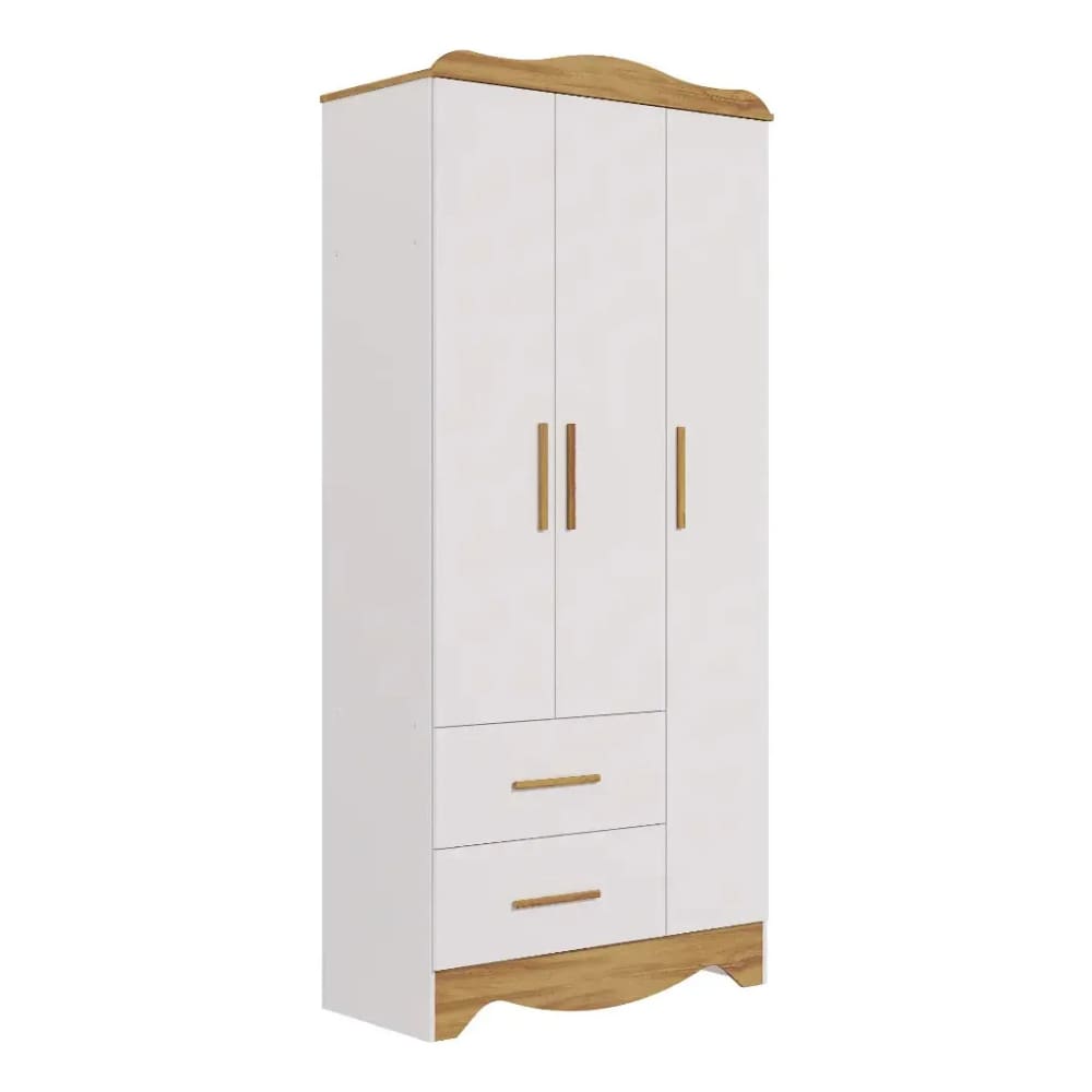 Guarda Roupa Infantil Bebe Clara 3 Porta Lisa Branco\\Amêndoa