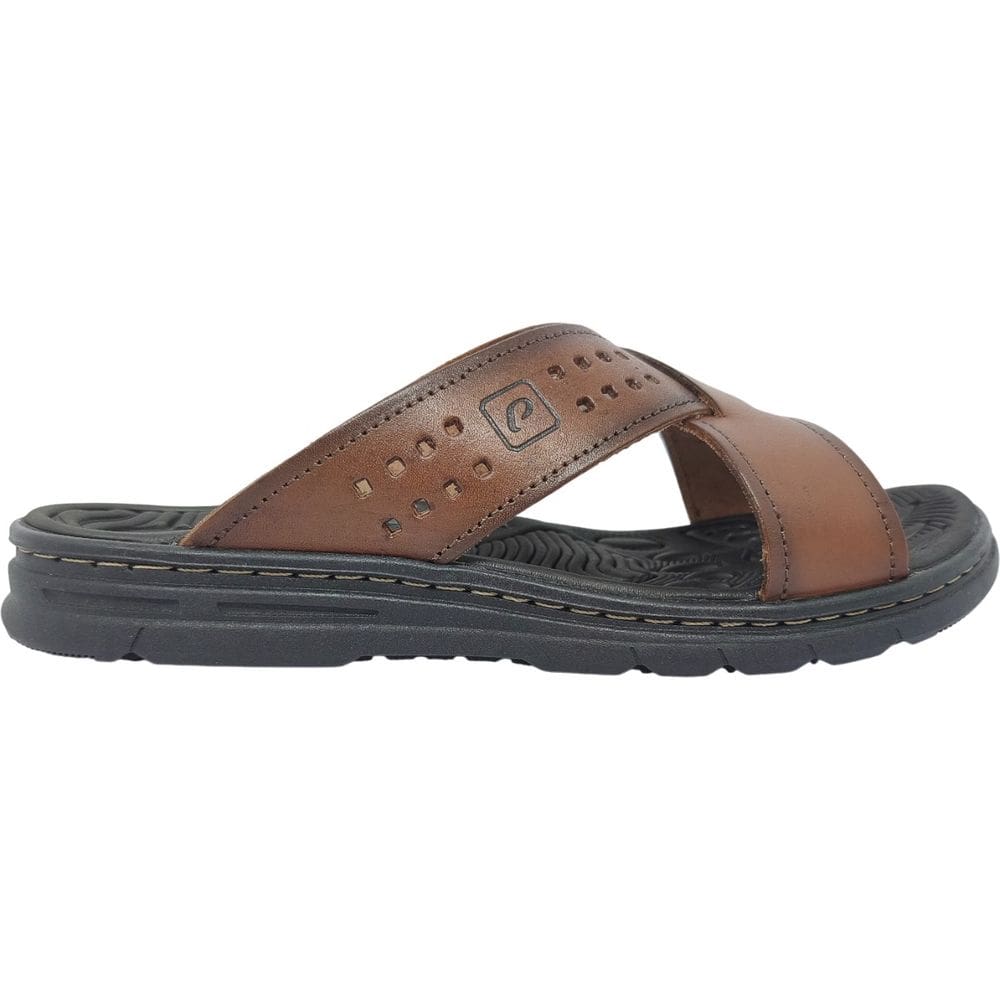 Chinelo Masculino Slide Casual Dia a Dia Passeio em Couro Amortech Ultra Confort Pegada 134201