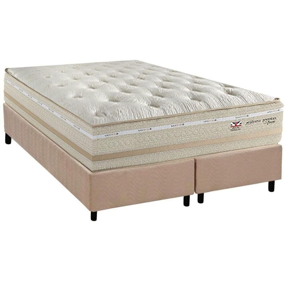 Conjunto Box Queen: Colchão Molas Herval Maxspring C1626 + Base Crc Suede Clean (158x198)