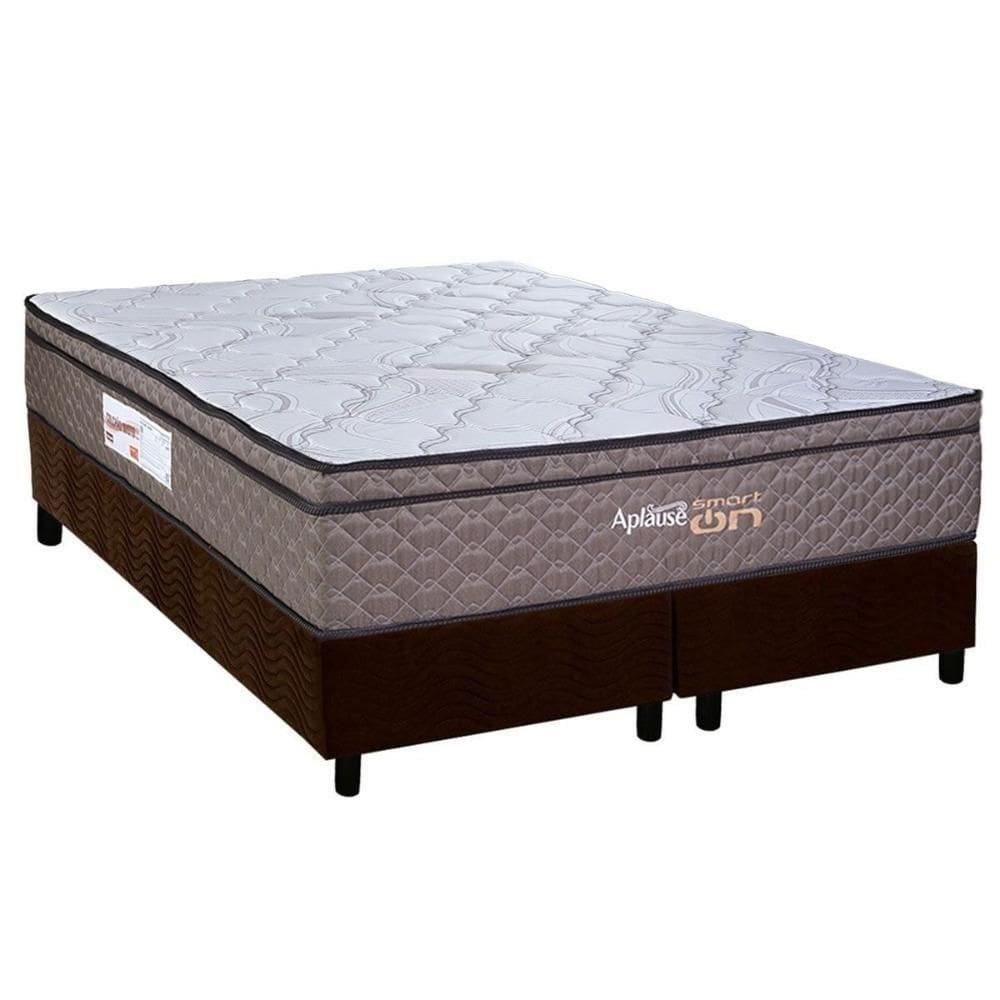 Cama Box King: Colchão C- Vibro Massagem Paropas Vibro Aplause Smart Brown + Base Crc Suede Brown (193x203)