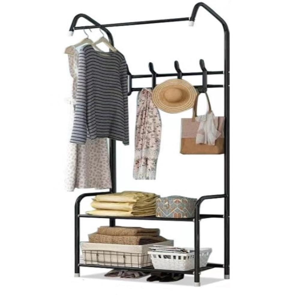 Guarda-roupas Preto Arara Cabideiro Com Prateleira – Organização E Estilo Em Um Só Produto