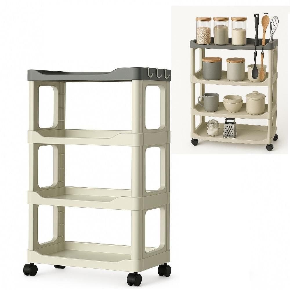 Carrinho Organizador 4 Prateleiras Multiuso Canto Auxiliar Manicure Brinquedos Cozinha Fruteira Quarto Escritorio Varand