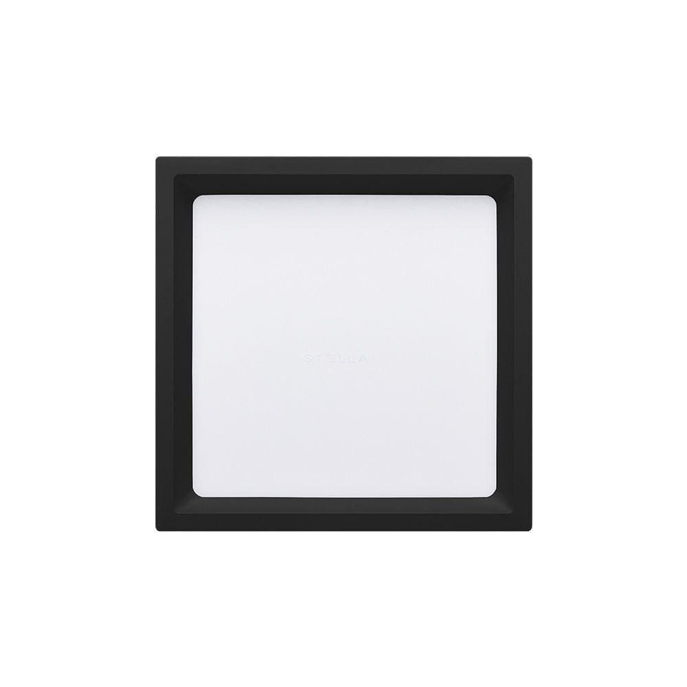 Painel De Led Stella Quadrado Deep De Sobrepor Recuado 17w Bivolt Preto 3000k Luz Amarela Sth20903pto/30