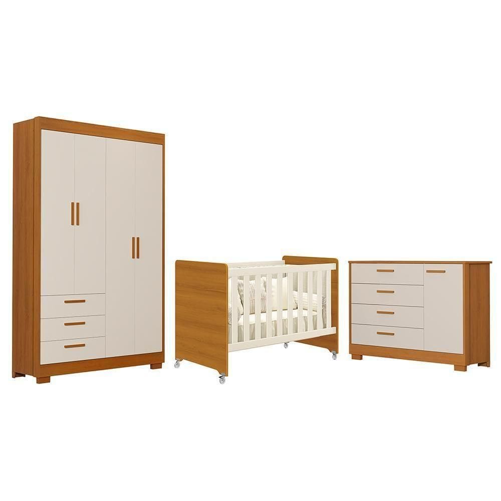 Dormitório Infantil Zaki Guarda Roupa, Cômoda E Berço Evolution Areia Reller Móveis Areia Fosco-savana
