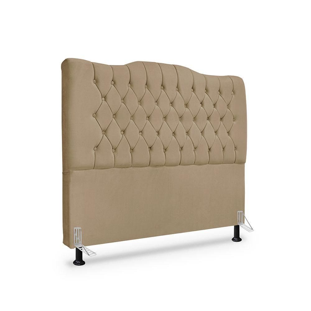 Cabeceira De Cama Box Casal 140 Cm Dunas - Veludo Bege Escuro
