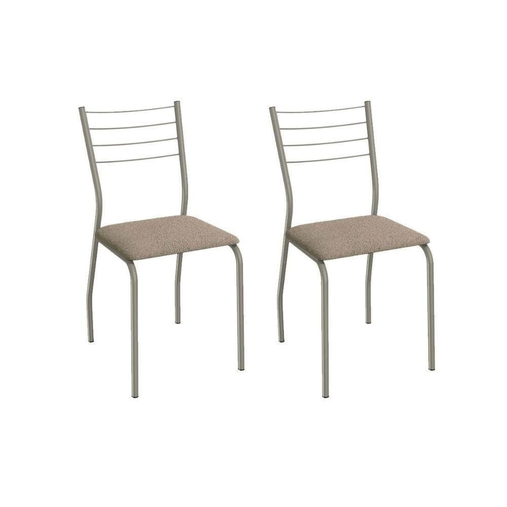Cadeira Sala De Jantar Malta 2c140nk Aço Kit 2 Un Niquel/boucle Bege Fendi - Kappesberg