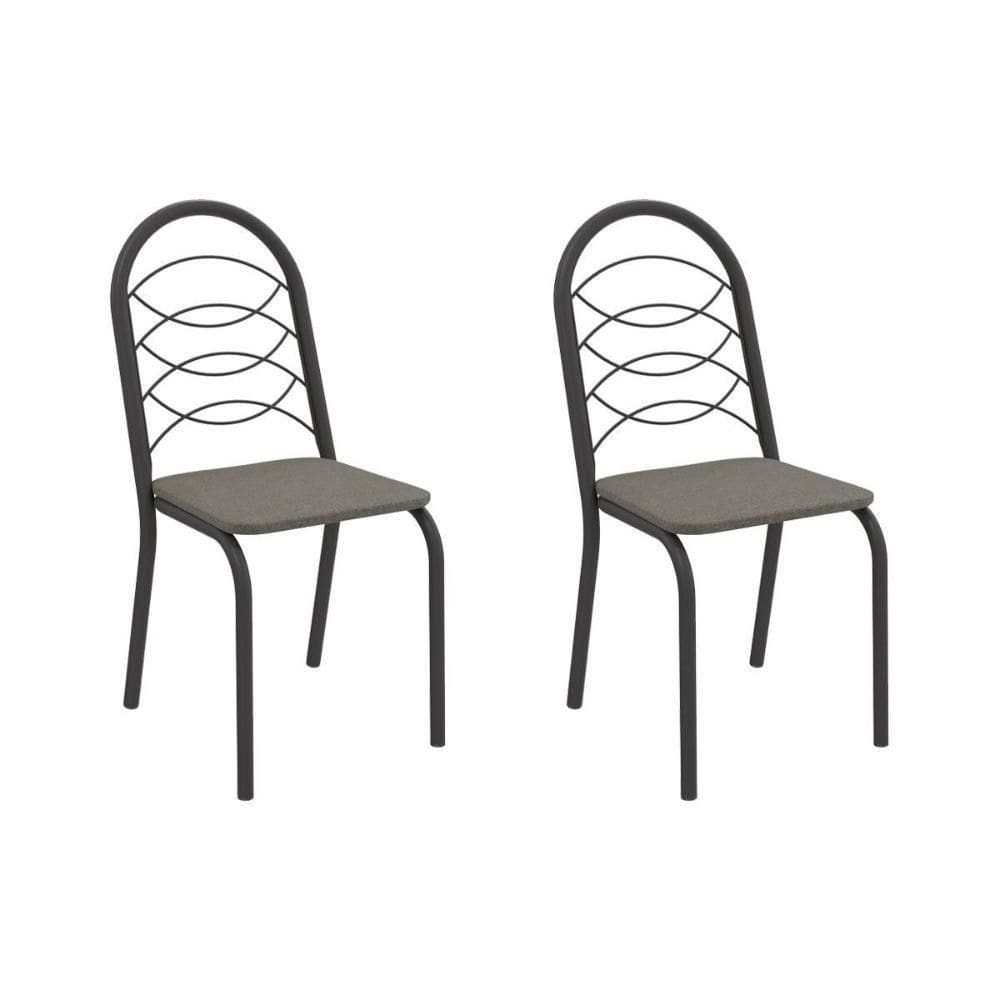 Cadeira Sala De Jantar Holanda 2c009prf Aço Kit 2 Un Preto/linho Escuro - Kappesberg