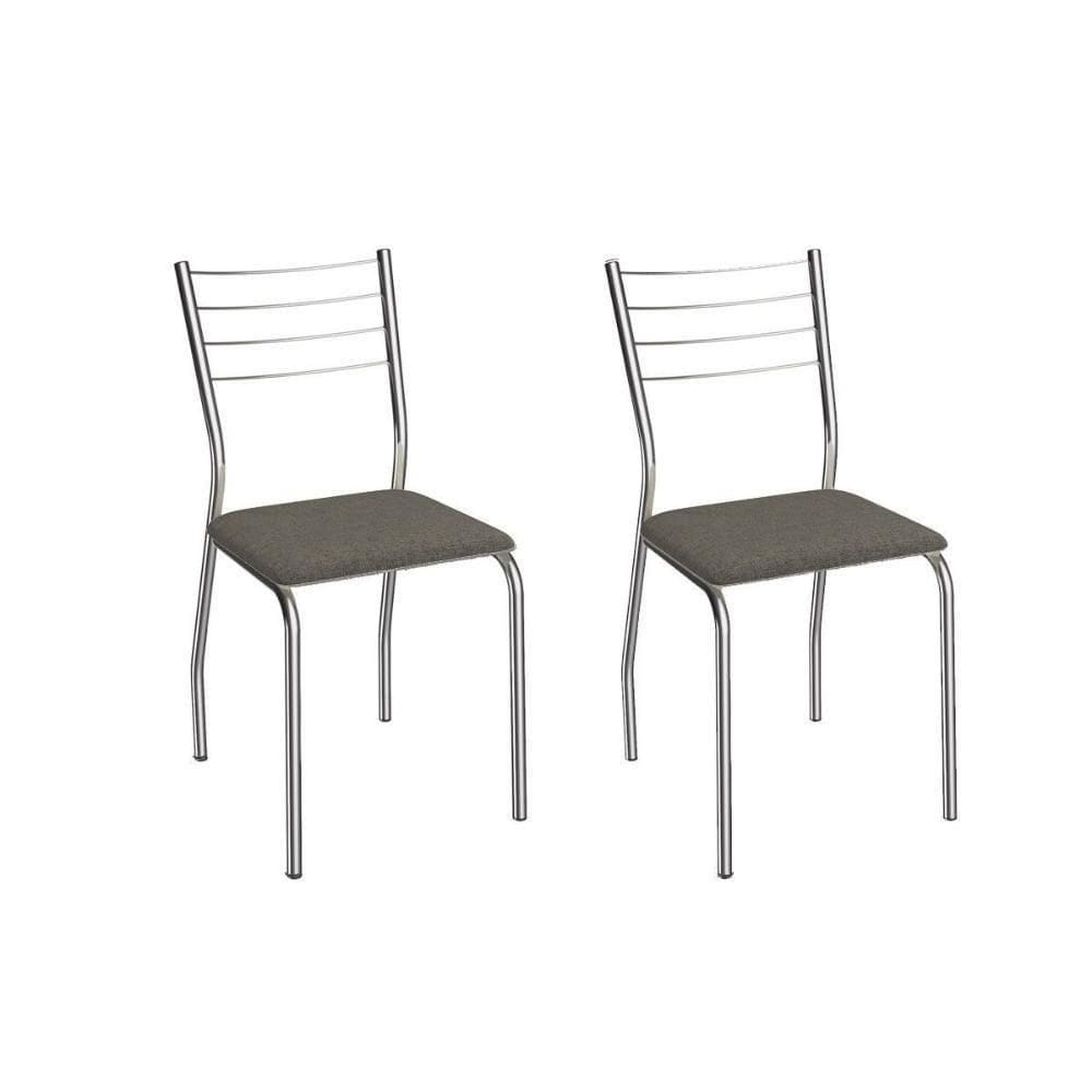 Cadeira Sala De Jantar Malta 2c140cr Aço Kit 2 Un Cromado/linho Escuro - Kappesberg