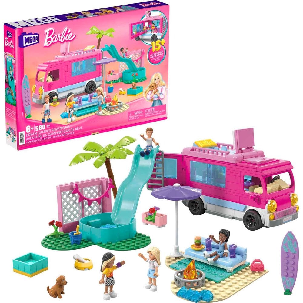Brinquedo de construção Mega Barbie Car Dream Camper com 580 peças