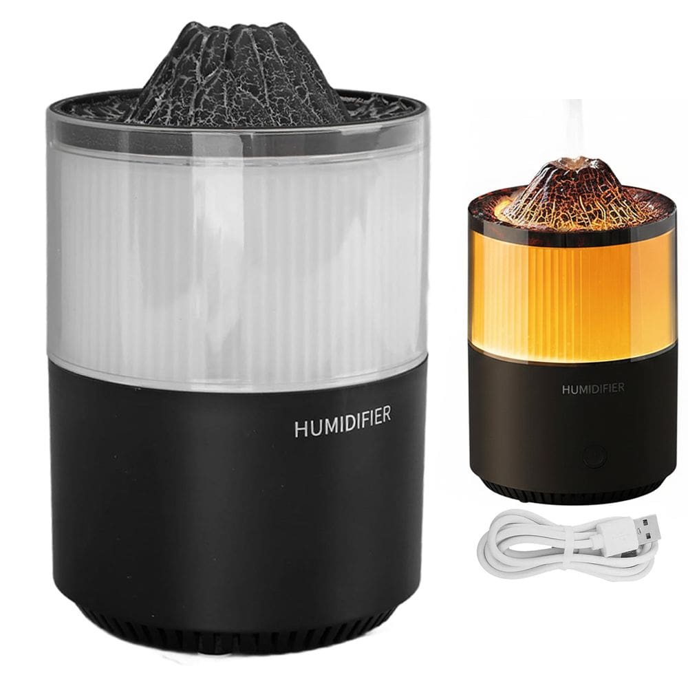 Umidificador Luminaria Vulcao Climatizador Ar Purificador Ambiente Decoraçao Sala Estar Quarto Casa Aromaterapia