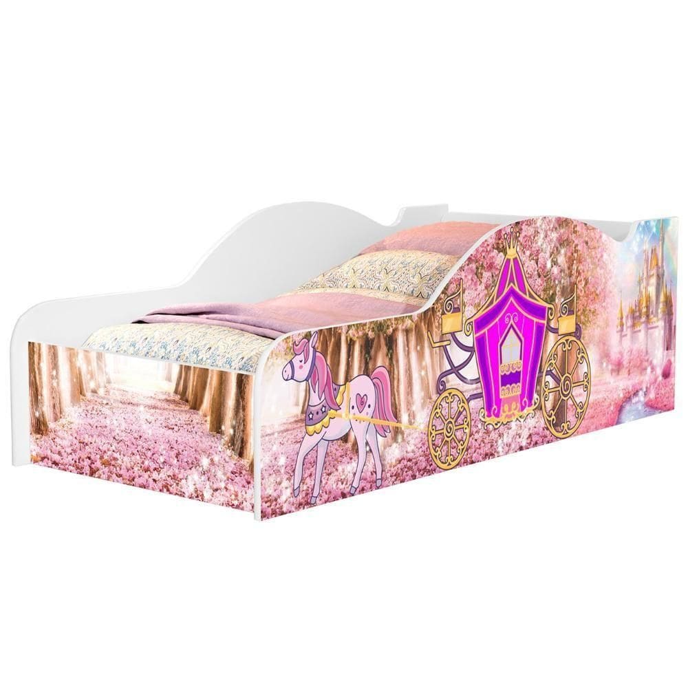 Cama Solteiro Infantil 188x88cm Personagens Carruagem Rosa Z53 - Mpozenato