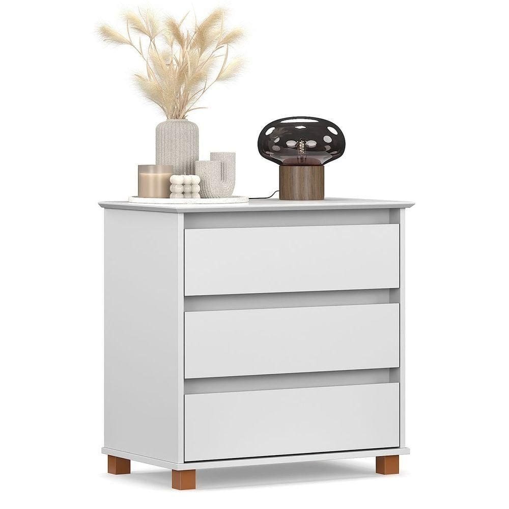 Mini Cômoda Para Quarto 3 Gavetas Prisma Branco