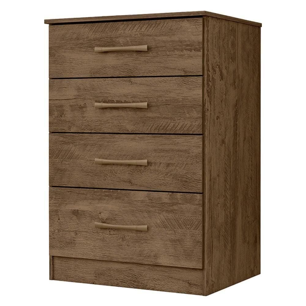 Cômoda Para Quarto 61cm Com 4 Gavetas Miriad Castanho Wood Z17 - Mpozenato