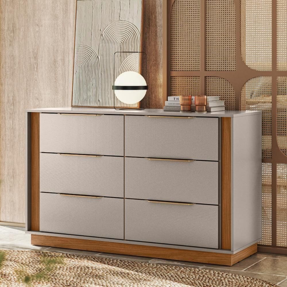 Cômoda 6 Gavetas Giardino Nogueira/nude Tx Demobile