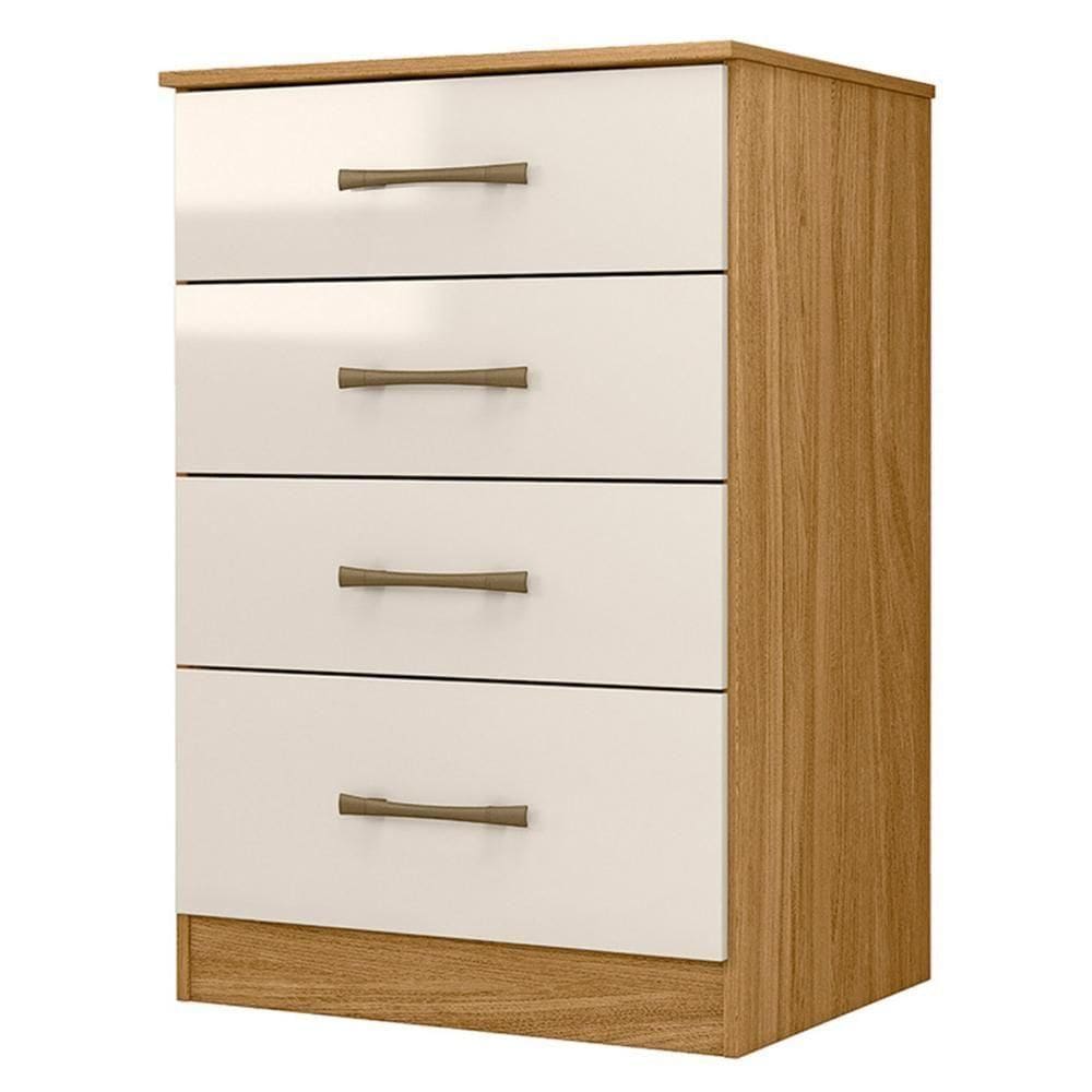 Cômoda Para Quarto 61cm Com 4 Gavetas Miriad Freijó/off Z17 - Mpozenato