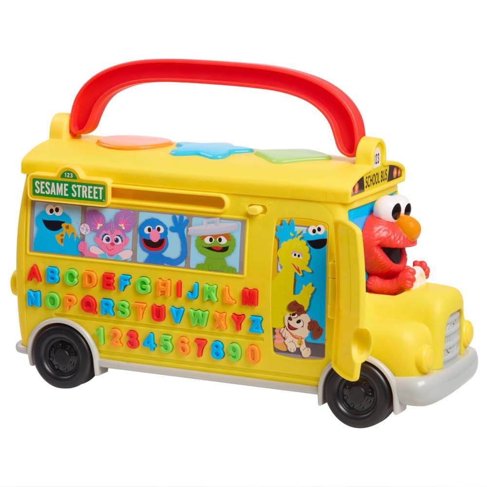 Brinquedo de ônibus escolar Sesame Street Elmo Learn & Go com luzes