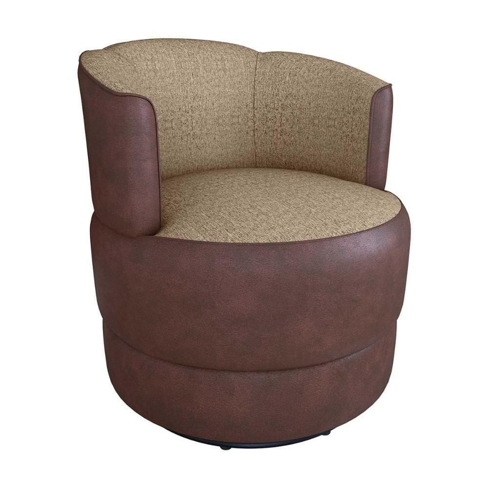 Poltrona Decorativa Giratória Base De Ferro Marselha Sintetico Rustico Linho Areia Matrix Sintetico Rustico Linho Areia