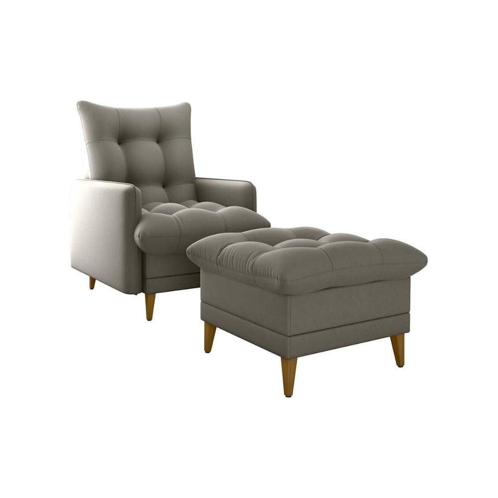 Poltrona De Amamentação Com Puff Montreal Suede Capuccino Matrix Suede Capuccino