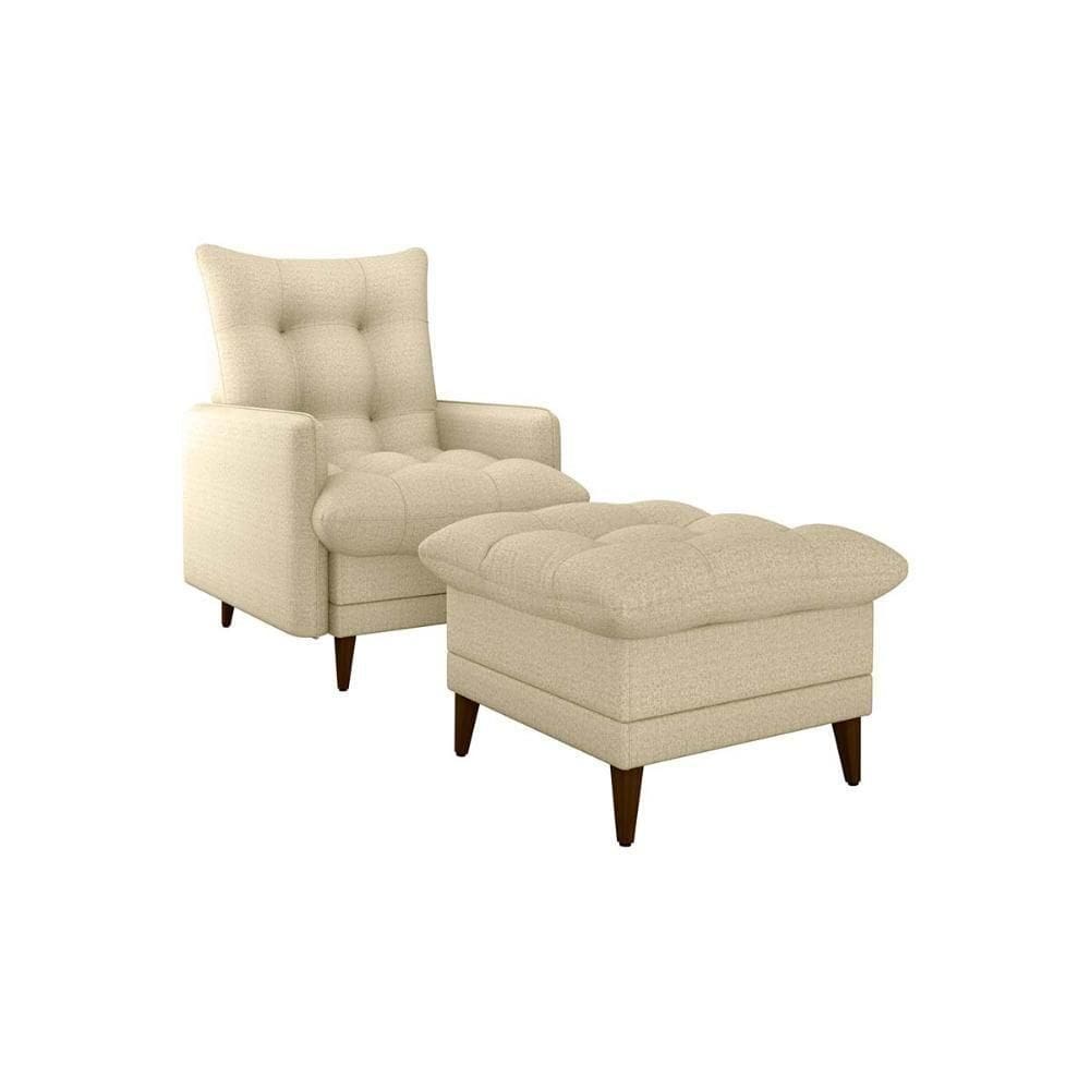 Poltrona De Amamentação Com Puff Montreal Linho Bege Matrix Linho Bege