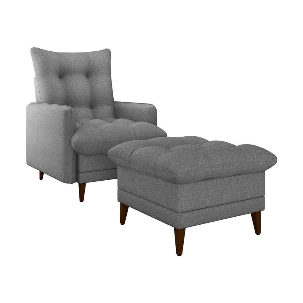 Poltrona De Amamentação Com Puff Montreal Linho Milleniun Saturno Sinza Matrix Linho Milleniun Saturno Cinza