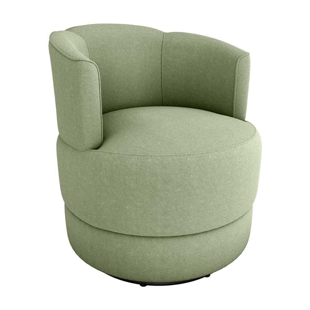 Poltrona Decorativa Giratória Base De Ferro Marselha Boucle Oliva Matrix Boucle Oliva