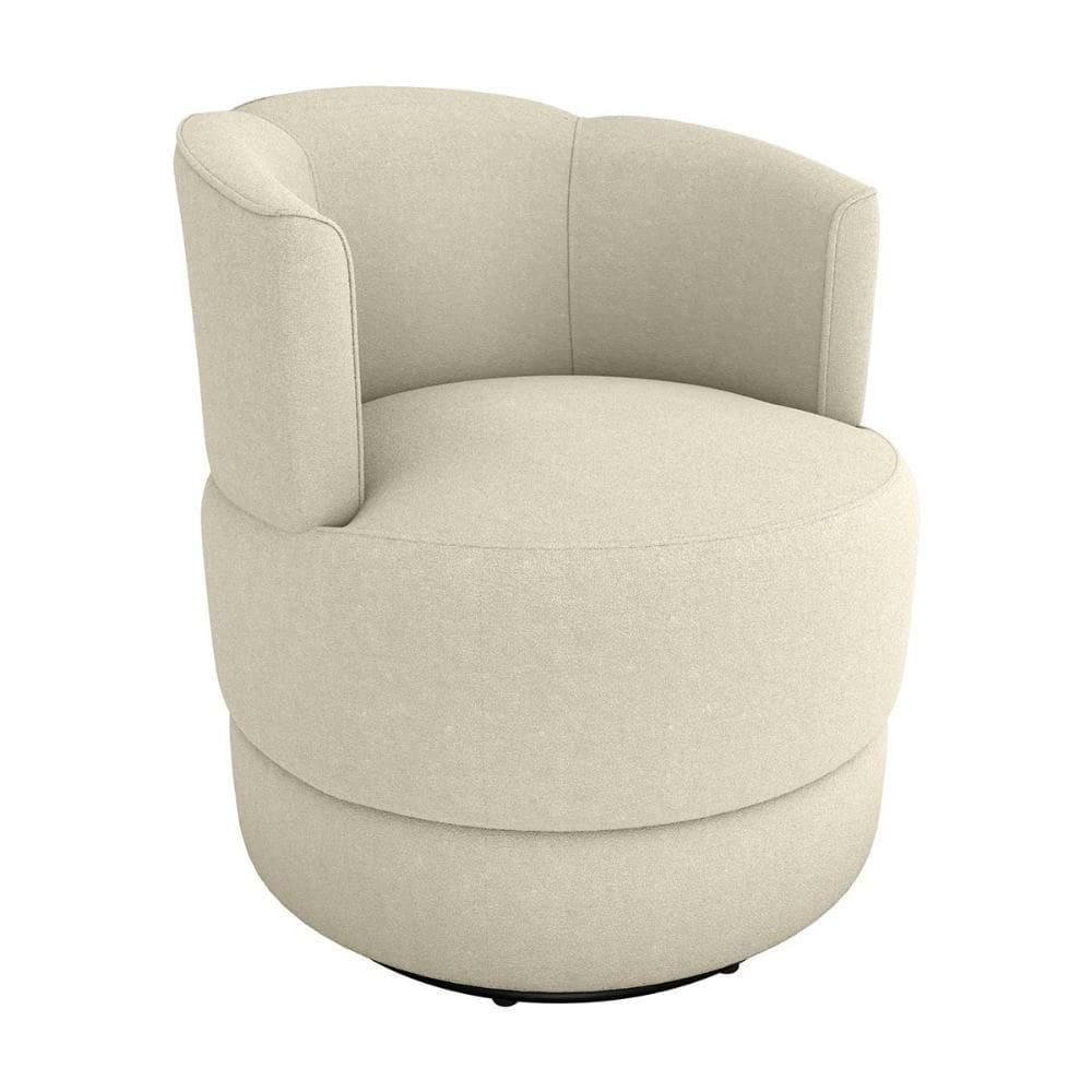 Poltrona Decorativa Giratória Base De Ferro Marselha Boucle Bege Matrix Boucle Bege