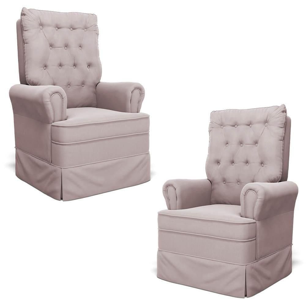 Kit 02 Poltronas De Amamentação E Descanso Com Balanço Laís G05 Veludo Rosê - Mpozenato