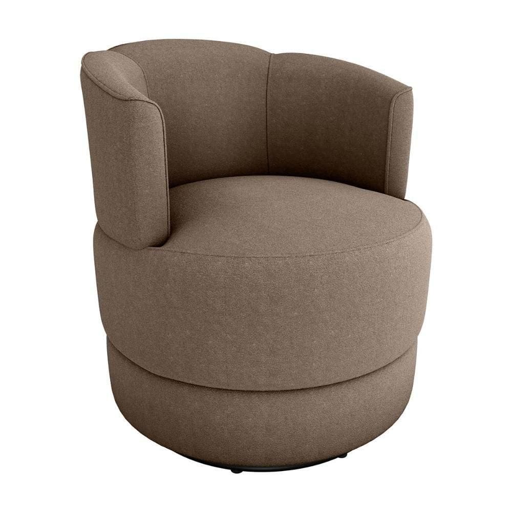 Poltrona Decorativa Giratória Base De Ferro Marselha Boucle Marrom Matrix Boucle Marrom