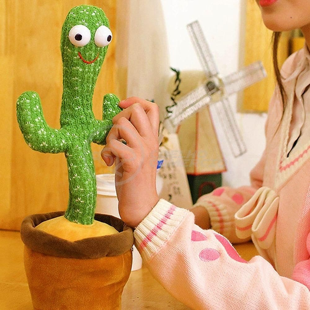 Brinquedo Cacto Dançante Pelúcia 120 Músicas Fala Repete Usb
