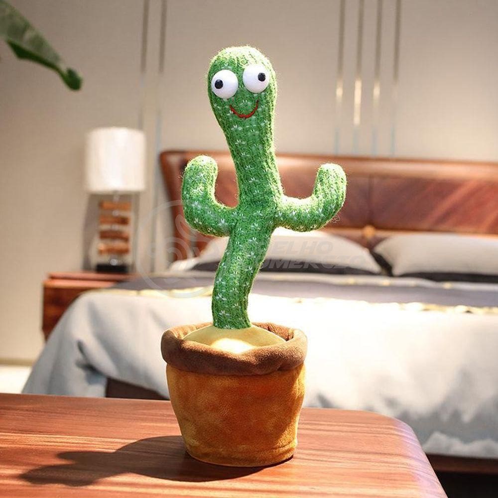 Brinquedo Cacto Dançante Pelúcia 120 Músicas Fala Repete Usb