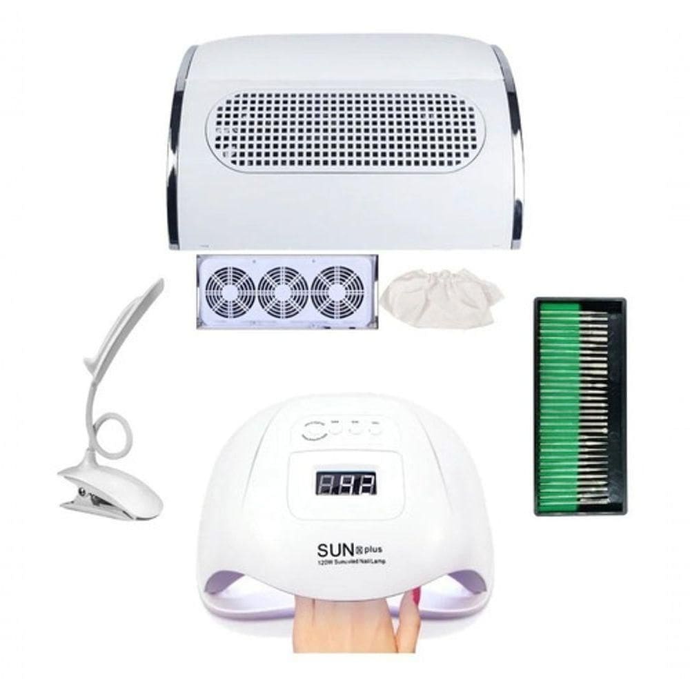 Kit Cabine 80W Sugador 3 Cooler Luminária Led Kit 30 Brocas