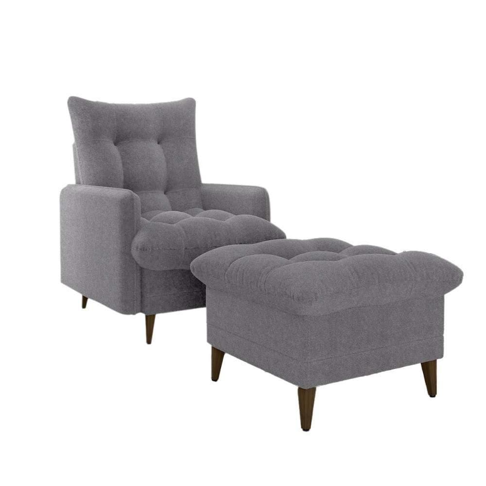 Poltrona De Amamentação Com Puff Montreal Boucle Cinza Matrix Boucle Cinza