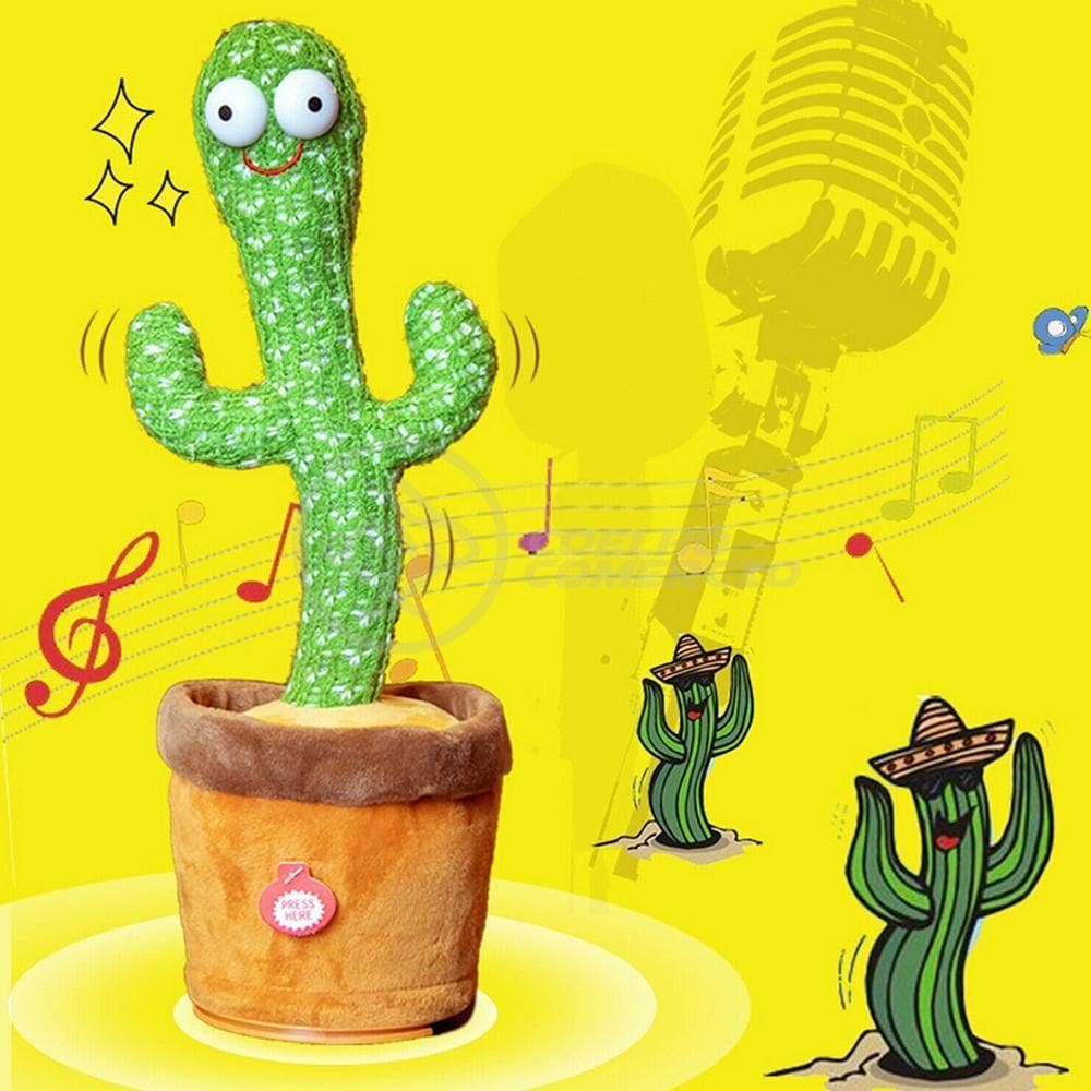 Brinquedo Cacto Dançante Pelúcia 120 Músicas Fala Repete Usb