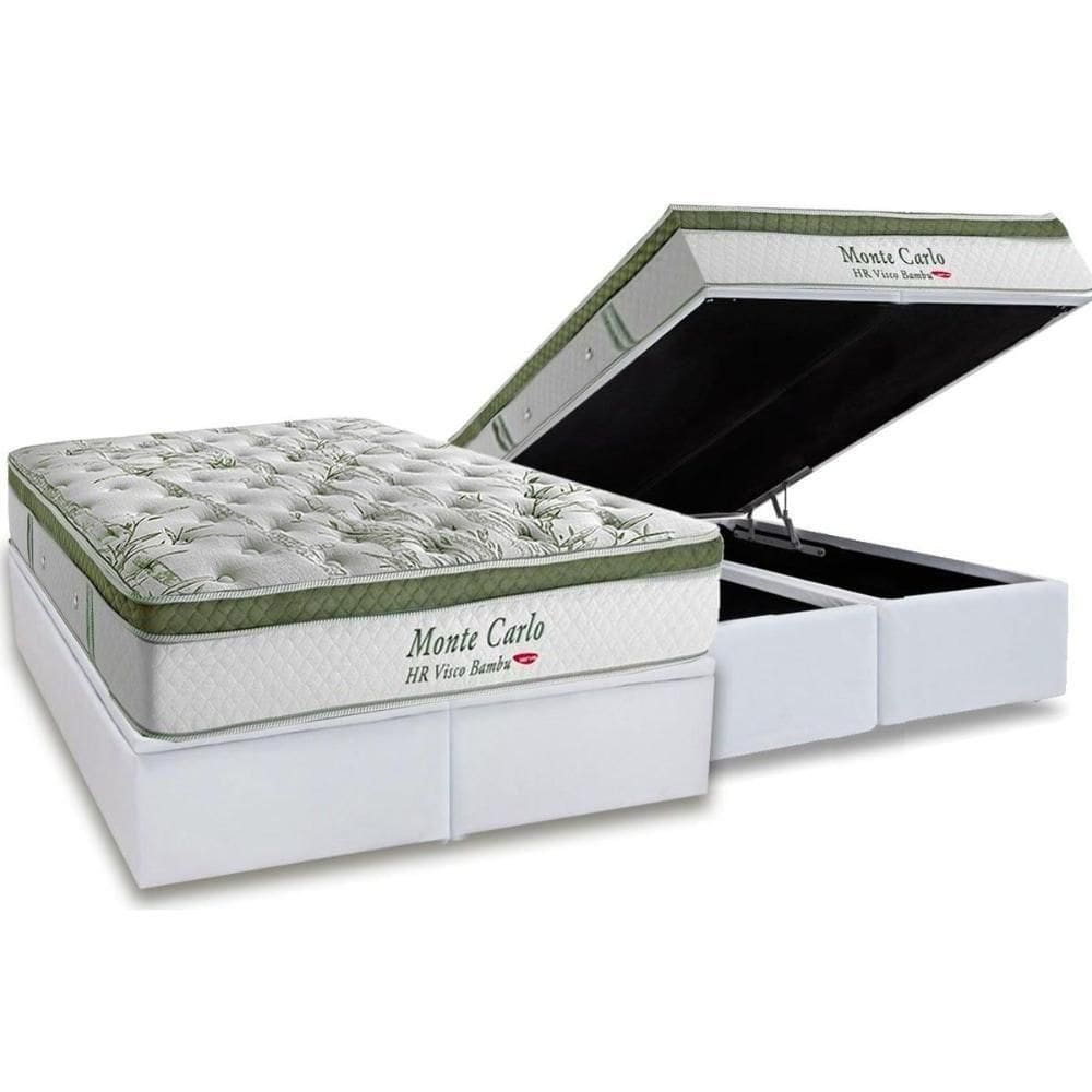 Conjunto Box Baú King: Colchão Molas Herval Ensacadas Monte Carlo Visco + Base Crc Linhão White (193x203)