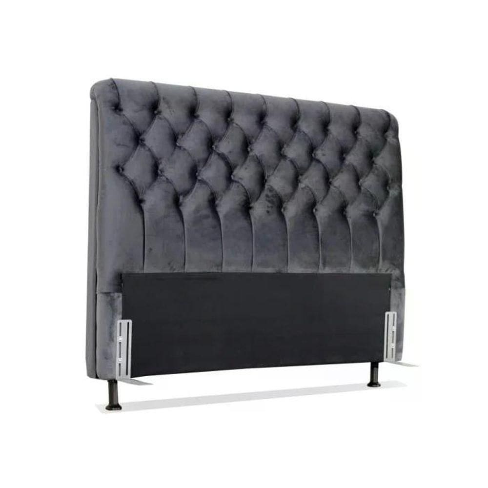 Cabeceira De Cama Box Casal 138cm Pádua Veludo Cinza