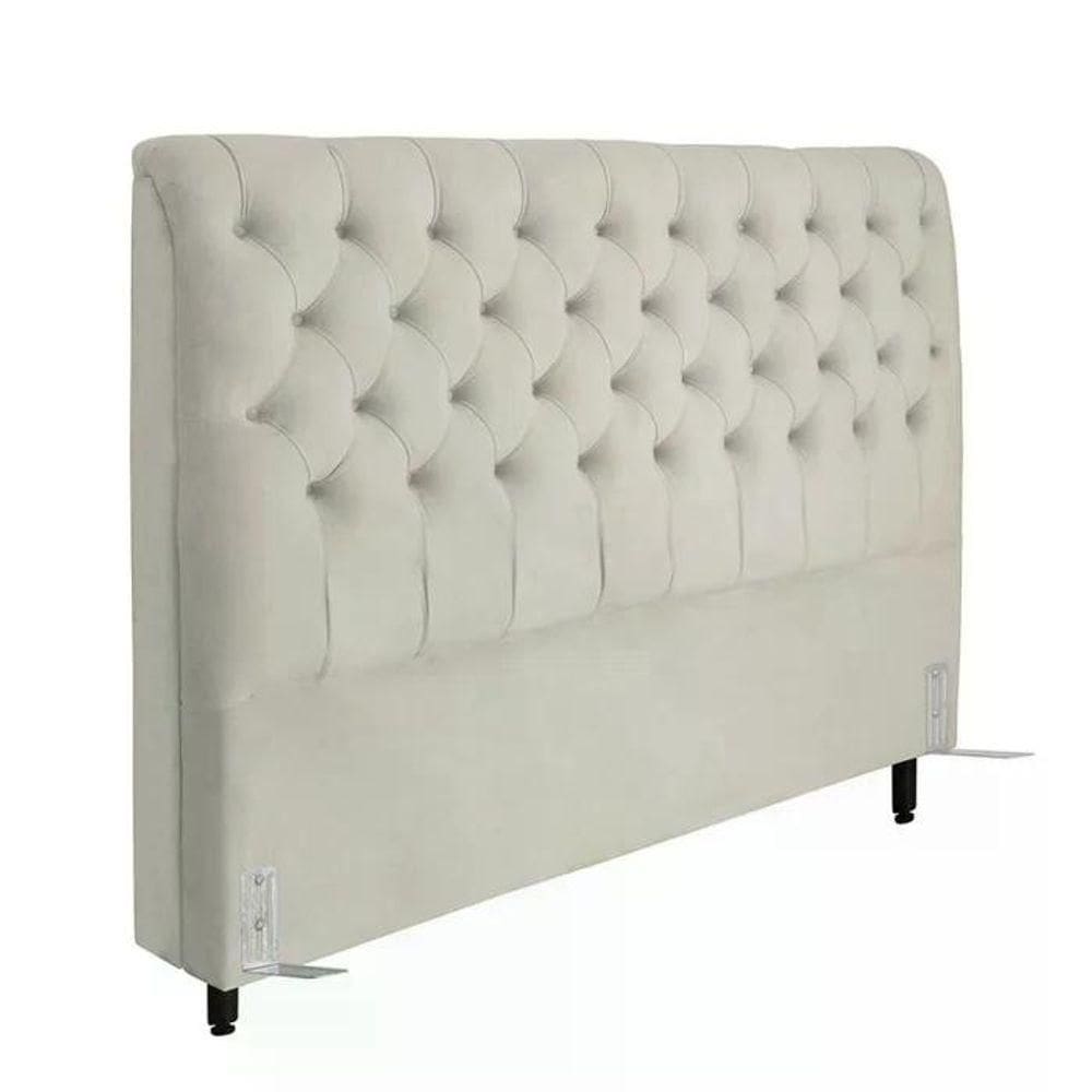 Cabeceira De Cama Box Casal 138cm Pádua Veludo Bege