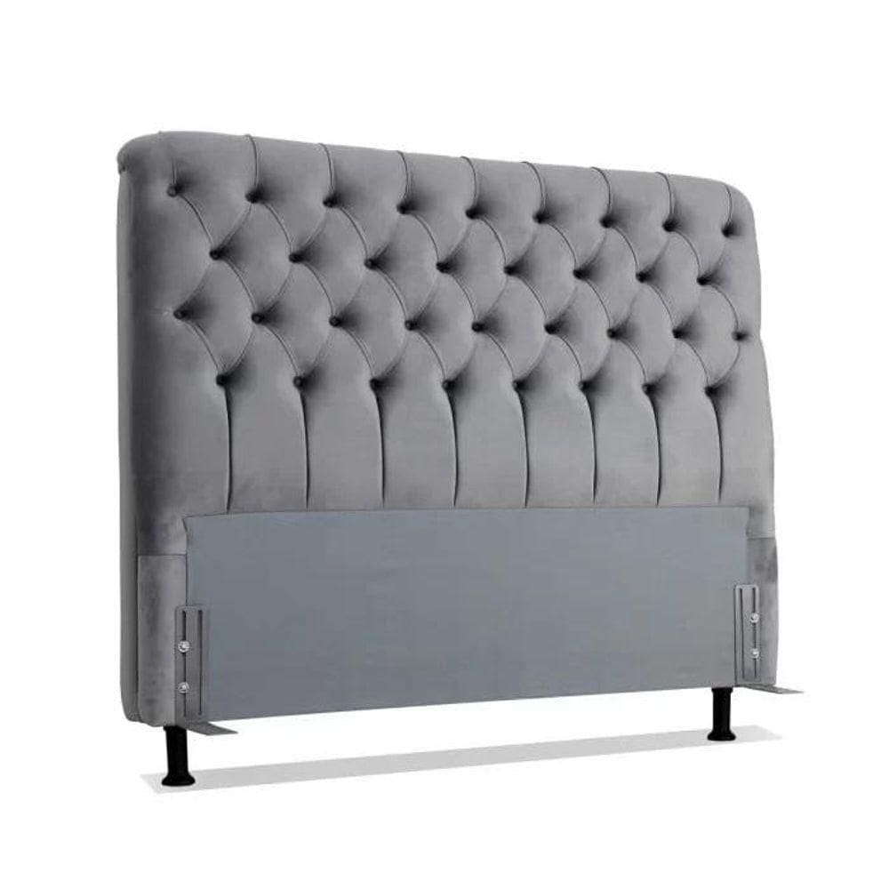 Cabeceira De Cama Box Casal 138cm Pádua Veludo Cinza